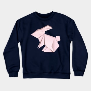 Pink origami rabbit Crewneck Sweatshirt